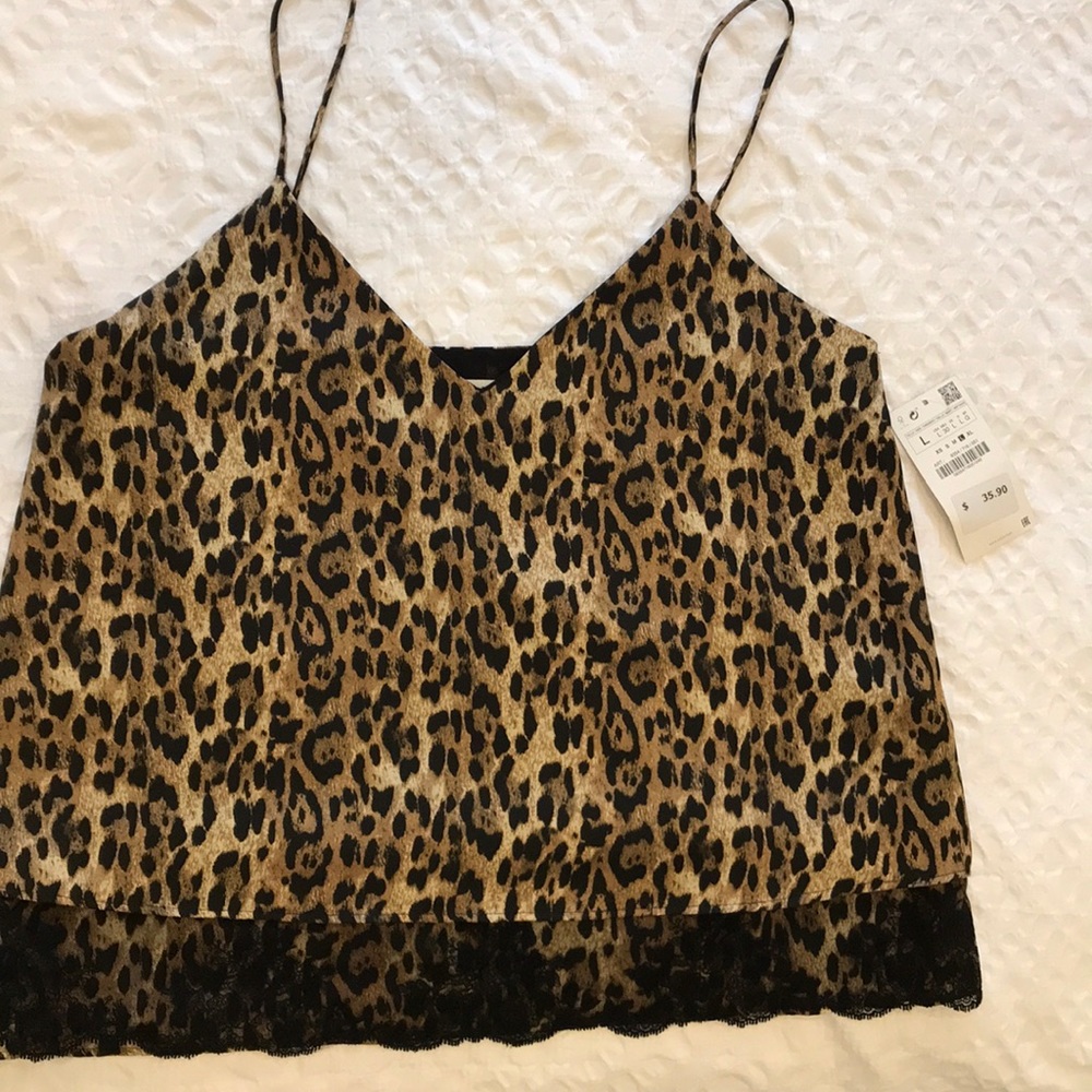 New/ Never Used Zara Basic Leopard Print Top